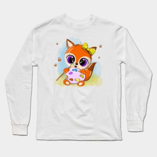 A beautiful orange fox with big eyes. Long Sleeve T-Shirt